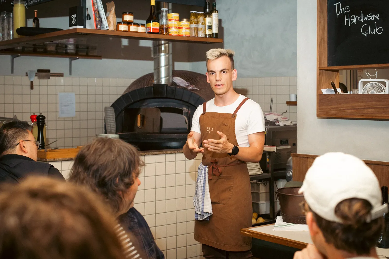 Alex giving a cooking demonstration