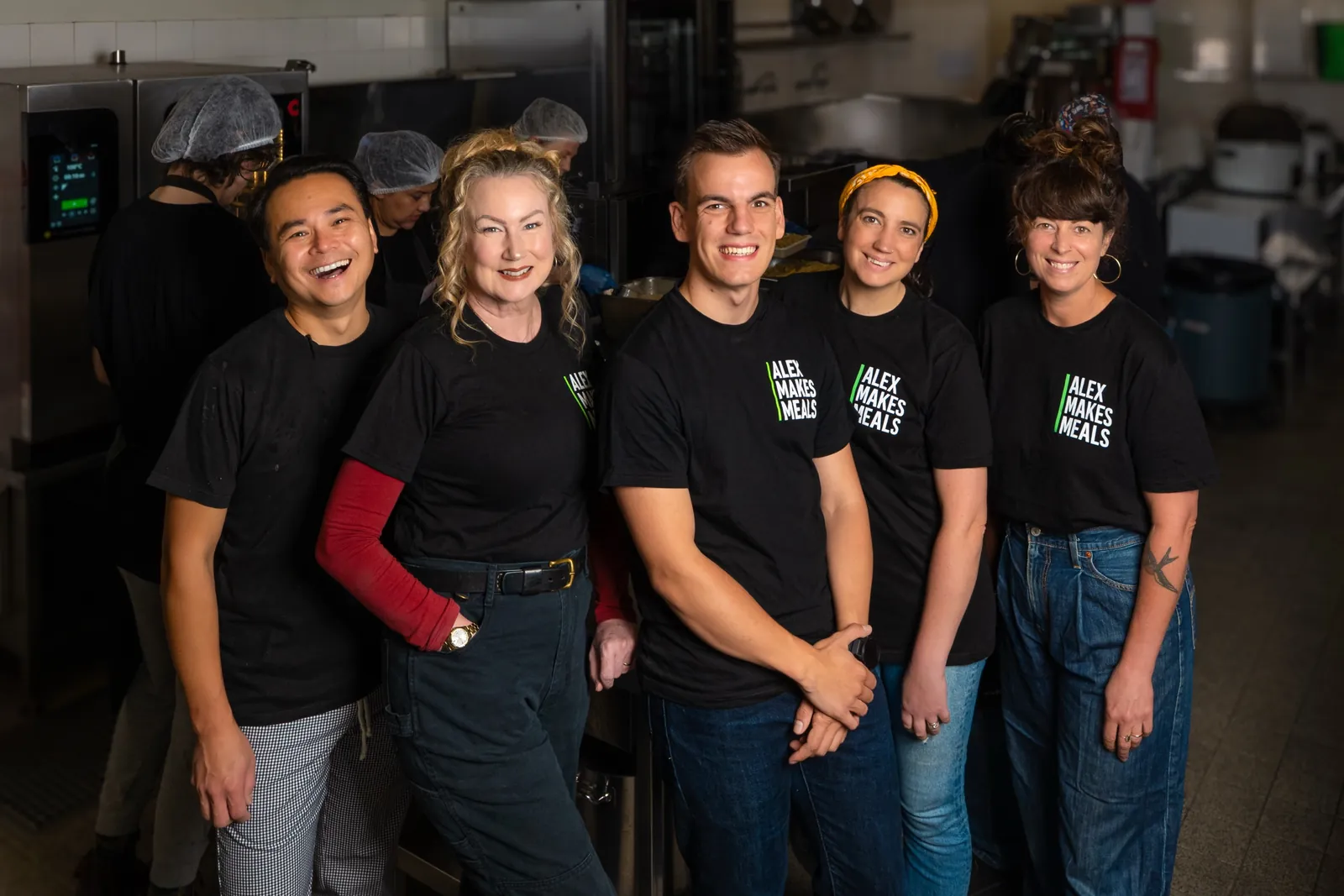 The Alex Makes Meals team in the kitchen