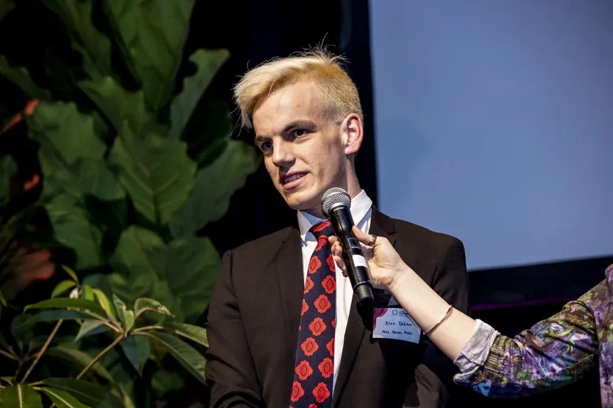 Alex being interviewed at the 2022 Premier's Sustainability Awards