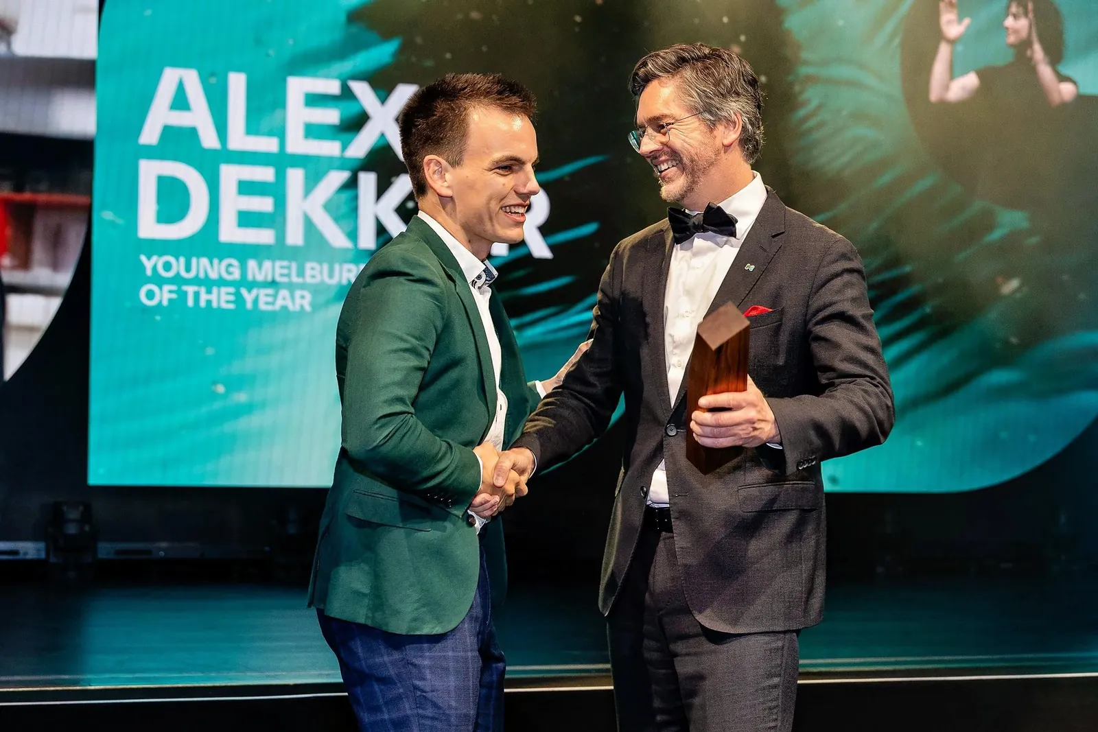 Alex receiving the 2024 Young Melburnian of the Year award