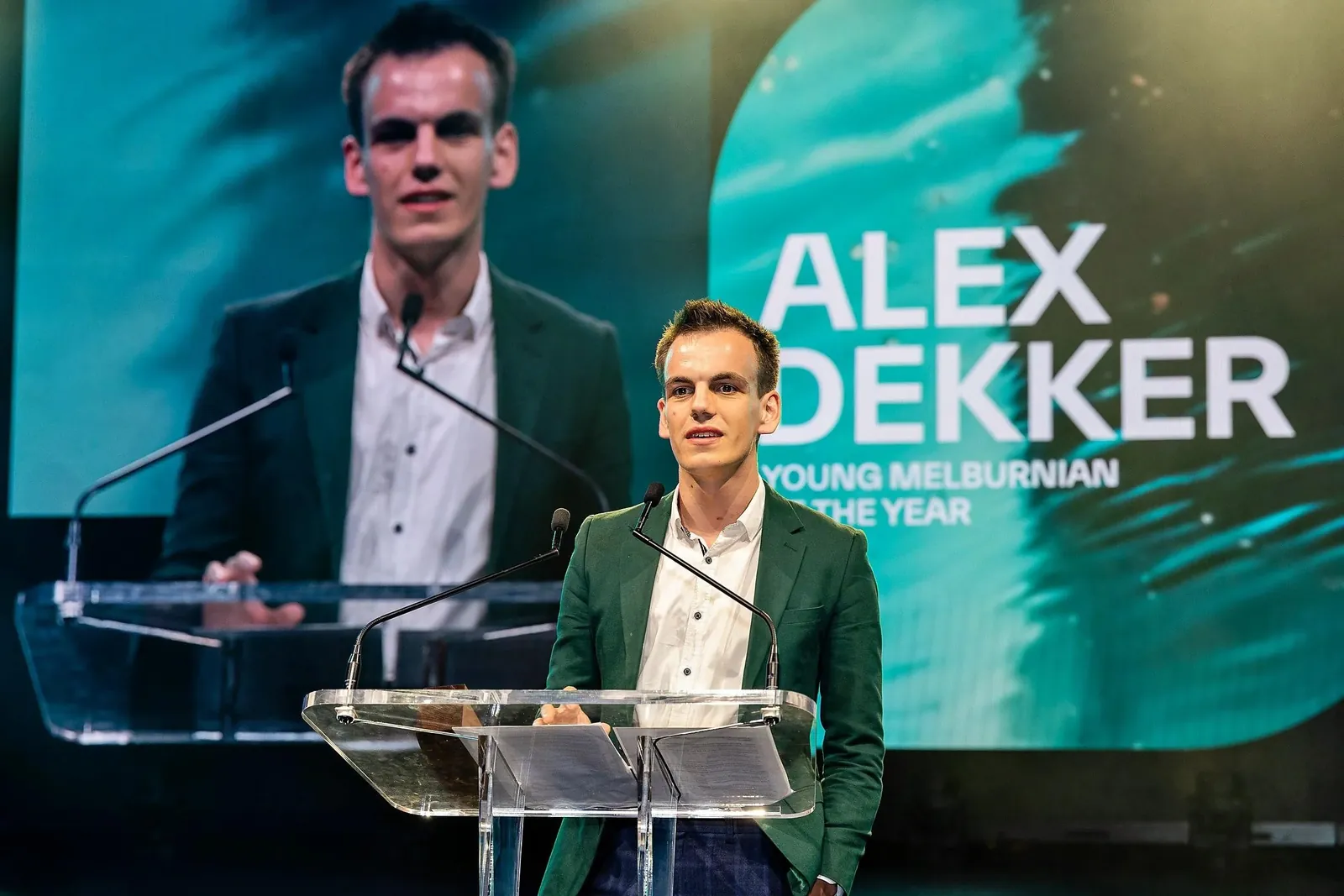 Alex speaking after winning 2024 Young Melburnian of the Year